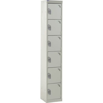 STANDARD LOCKER 1800X300X300mm 6 COMPARTMENT LIGHT GREY DOORS