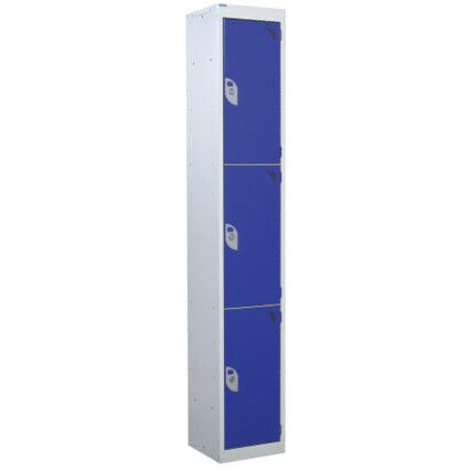 STANDARD LOCKER 1800X300X300mm 3 COMPARTMENT BLUE DOORS