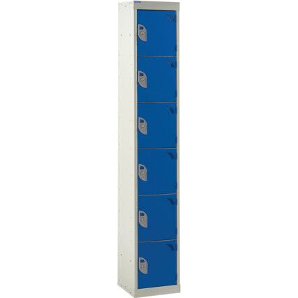 STANDARD LOCKER 1800X300X300mm 6 COMPARTMENT BLUE DOORS