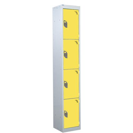 STANDARD LOCKER 1800X300X300mm 4 COMPARTMENT YELLOW DOORS