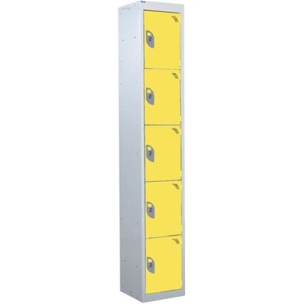 STANDARD LOCKER 1800X300X300mm 5 COMPARTMENT YELLOW DOORS