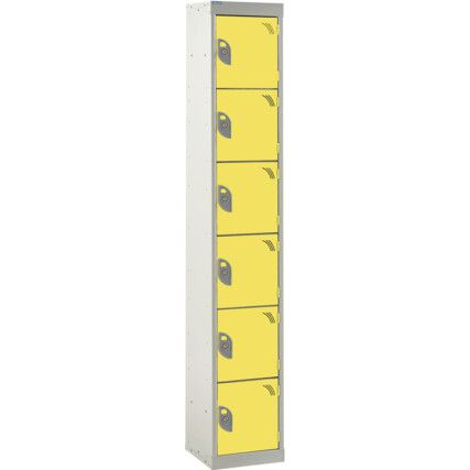 STANDARD LOCKER 1800X300X300mm 6 COMPARTMENT YELLOW DOORS