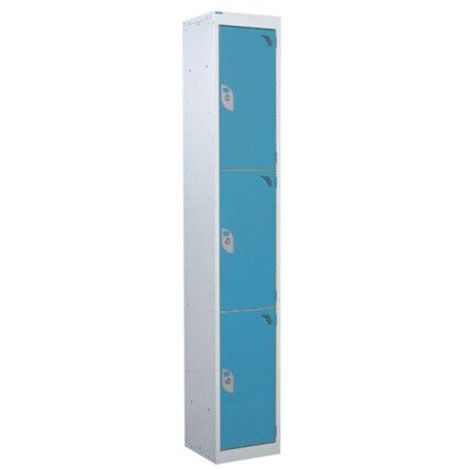 STANDARD LOCKER 1800X300X300mm 3 COMPARTMENT LIGHT BLUE DOORS