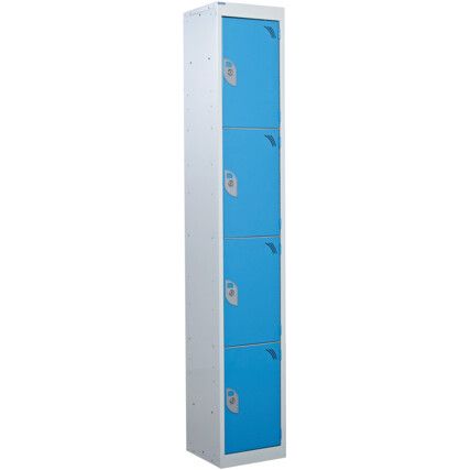 STANDARD LOCKER 1800X300X300mm 4 COMPARTMENT LIGHT BLUE DOORS