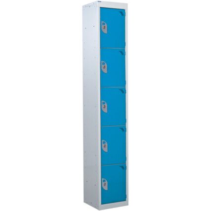 STANDARD LOCKER 1800X300X300mm 5 COMPARTMENT LIGHT BLUE DOORS