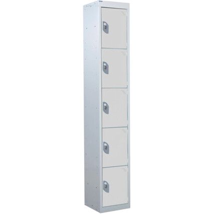 STANDARD LOCKER 1800X300X450mm 5 COMPARTMENT LIGHT GREY DOORS