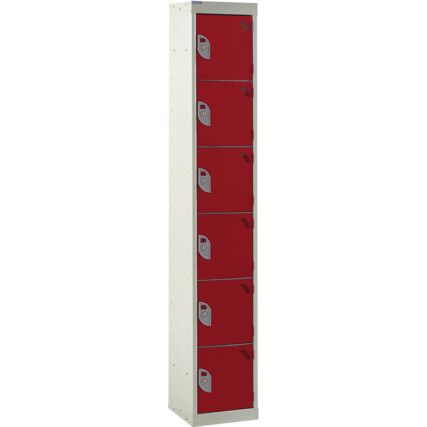 STANDARD LOCKER 1800X300X450mm 6 COMPARTMENT RED DOORS