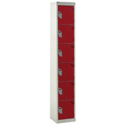 STANDARD LOCKER 1800X380X380mm 6 COMPARTMENT RED DOORS