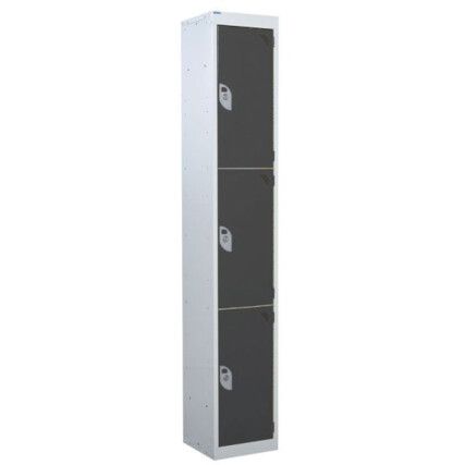 STANDARD LOCKER 1800X380X380mm 3 COMPARTMENT DARK GREY DOORS