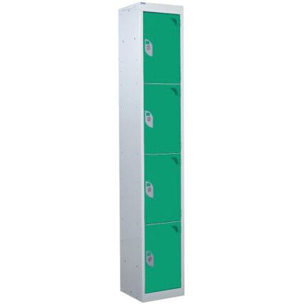 STANDARD LOCKER 1800X450X450mm 4 COMPARTMENT GREEN DOORS