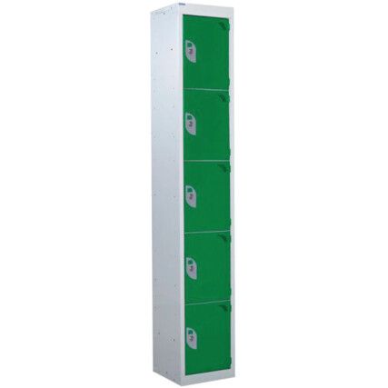 STANDARD LOCKER 1800X450X450mm 5 COMPARTMENT GREEN DOORS