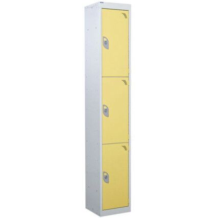 STANDARD LOCKER 1800X450X450mm 3 COMPARTMENT YELLOW DOORS