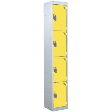 STANDARD LOCKER 1800X450X450mm 4 COMPARTMENT YELLOW DOORS