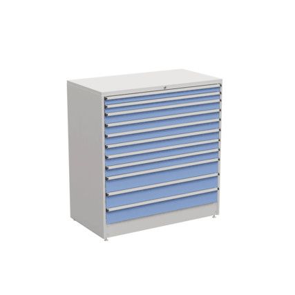 Drawer Cabinet, 11 Drawers, Blue, 1400 x 1330 x 715mm