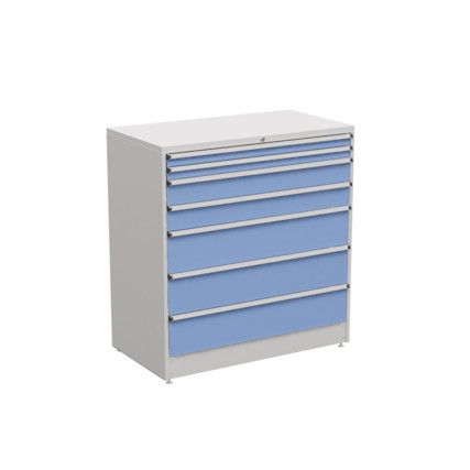 Drawer Cabinet, 7 Drawers, Blue, 1400 x 1330 x 715mm