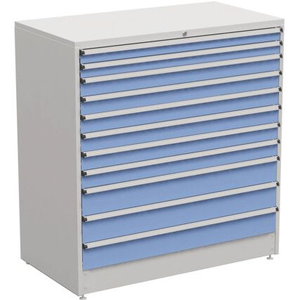 Drawer Cabinet, 11 Drawers, Blue, 1400 x 1330 x 715mm