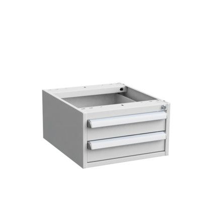 Drawer Cabinet, 2 Drawers, Grey, 260 x 450 x 520mm