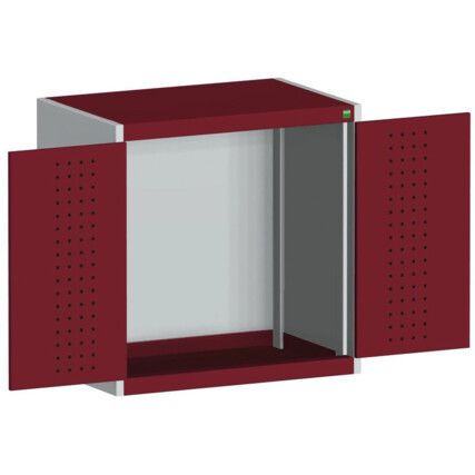 CUBIO SMLF-858-1 CUPBOARD WITH PERFO DOORS-LIGHT GREY/RED