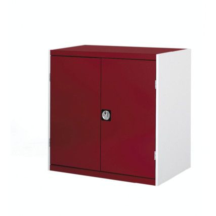 CUBIO SMLF-8508-2 CUPBOARD WITH LOUVRE DOORS-LIGHT GREY/RED