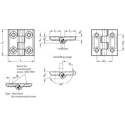 GN237-ZD-60-60-A-SR Zinc Die Cast Silver Hinge