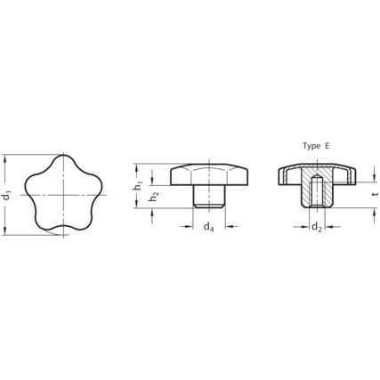 GN5334-50-M10-E Stainless Steel, Threaded Hole Star Knob