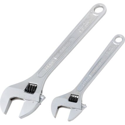 Adjustable Spanner Set, Chrome Vanadium Steel, Set Of 2