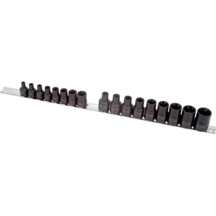 IMPACT STAR SOCKET SET 3/8"D,1/2"D 17PC