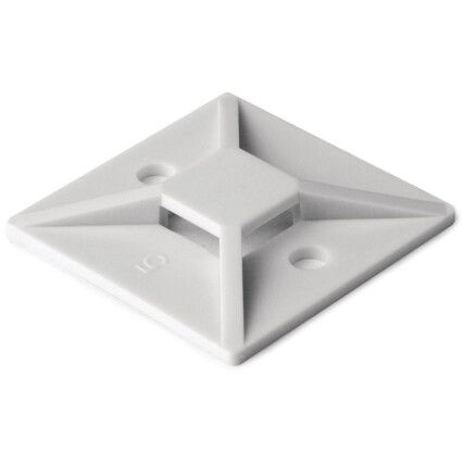 Cable Tie Mount, Self Adhesive, 28x28mm, White (Pk-100)