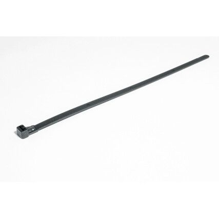 Cable Ties, Black, Reusable 250x7.6mm