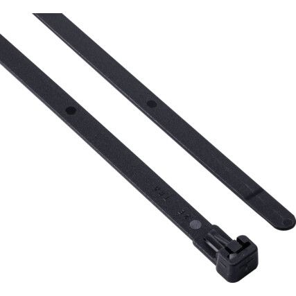 Cable Ties, Black, Reusable 250x7.6mm