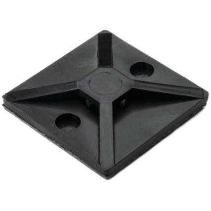 Cable Tie Mount, Self Adhesive, 28x28mm, Black (Pk-100)