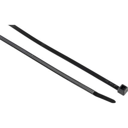 Cable Ties, Black, Nylon 200x4.6mm (PK-100)