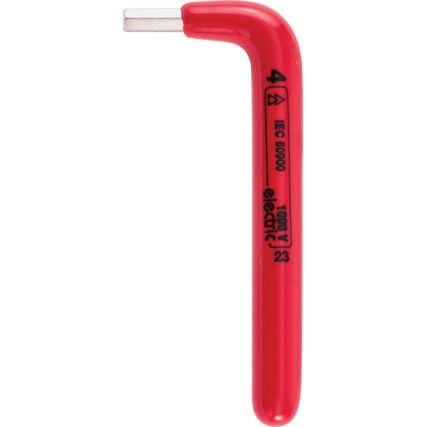 Hex Key, Insulated L-Handle, Hex, Metric, 4mm