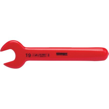 Single End, Insulated Open End Spanner, 19mm, Metric