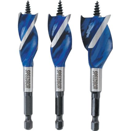 1922006 3PC 6X BLUE GROOVE STUBBY WOOD BIT SET