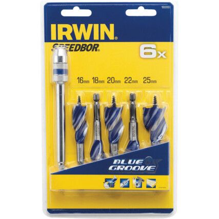 1922007 5PC 6X BLUE GROOVE STUBBY WOOD BIT C/W EXT