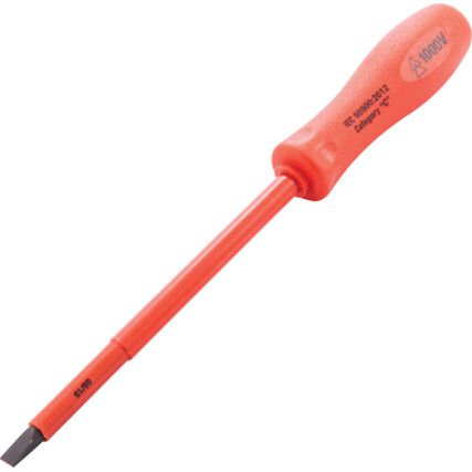 Insulated Electricians Screwdriver Slotted 6.5mm x 125mm