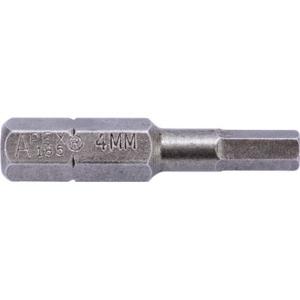 Screwdriver Bit, 4mm, Hex, 1/4" Hex