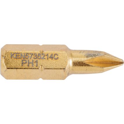 No.1 C/PT TiN COATED SCREWDRIVER BIT 1/4" HEX STD