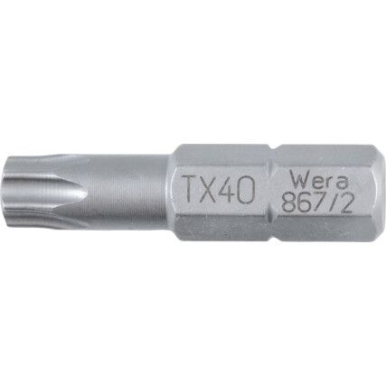 Screwdriver Bit, TX40, Torx, 1/4" Hex