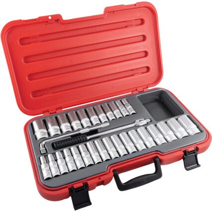 1/2in. Deep Socket Set, Imperial/Metric, Set of 30