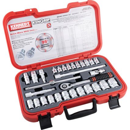 1/2in. Socket Set, Metric, Set of 30