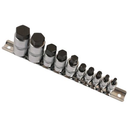 HEX SOCKET BIT SET 1/4"D, 3/8"D,1/2"D 10PC