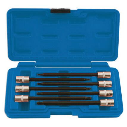 LONG TAMPERPROOF BALL END STAR SOCKET BIT SET 1/4"D 7PC