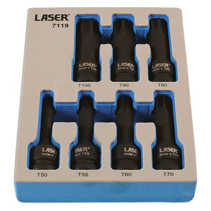 LONG IMPACT STAR SOCKET BIT SET 1/2"D 7PC