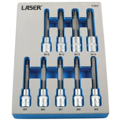 TAMPERPROOF RIBE SOCKET BIT SET 1/2"D 9PC