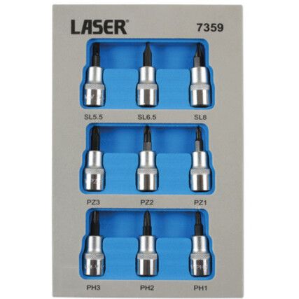 SOCKET BIT SET 3/8"D 9PC