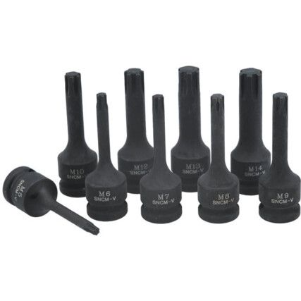 IMPACT RIBE SOCKET BIT SET 1/2"D9PC