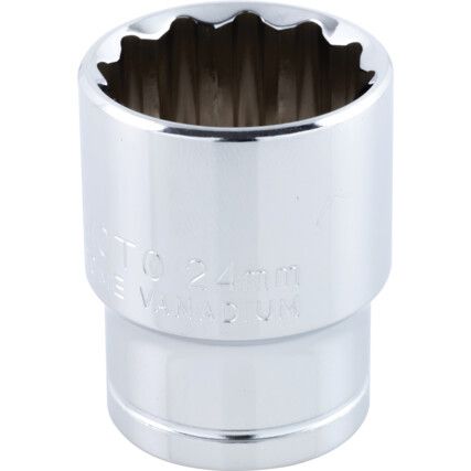 1/2in. Drive,  Bi-Hexagon Socket, 24mm,  Metric,  12 Point