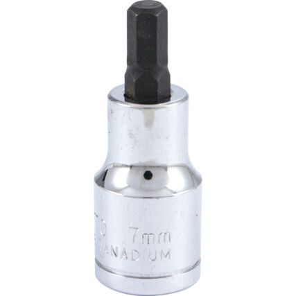 1/2in. Drive,  Hexagon Bit Socket, 7mm,  Metric